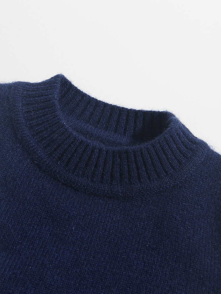 Festive Navy Cashmere Christmas Sweater with Snowman and Tree